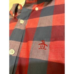 Original Penguin Plaid Shirt | Red Navy Buffalo Check XL